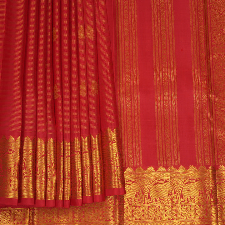Hayagrivas Handloom Red Kanjivaram Silk Saree KBF1013I12-1