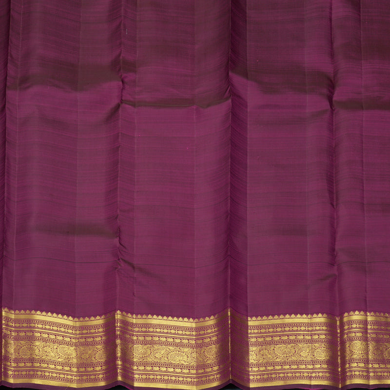 Hayagrivas Handloom Orangish-Pink Kanjivaram Silk Saree with Purple Border KBF1013I12-2