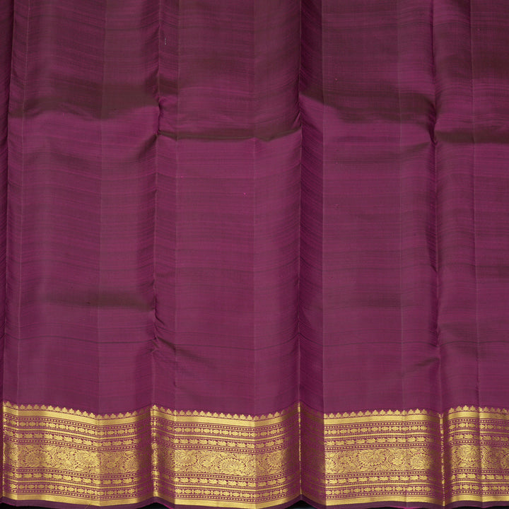 Hayagrivas Handloom Orangish-Pink Kanjivaram Silk Saree with Purple Border KBF1013I12-2