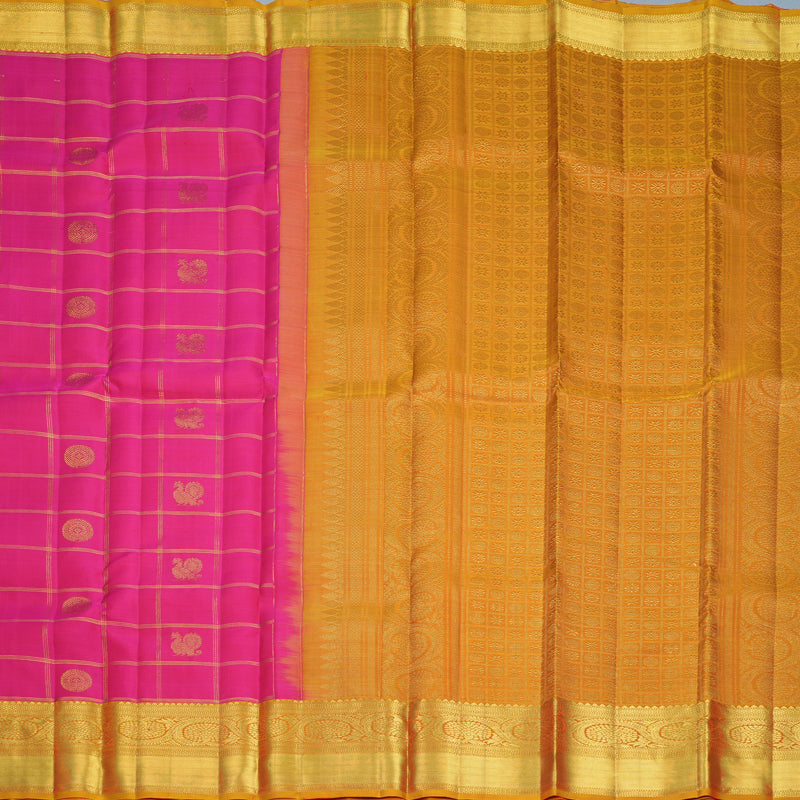 Hayagrivas Handloom Pink Kanjivaram Silk Saree with Sunset Orange Border KBF1013I12-3
