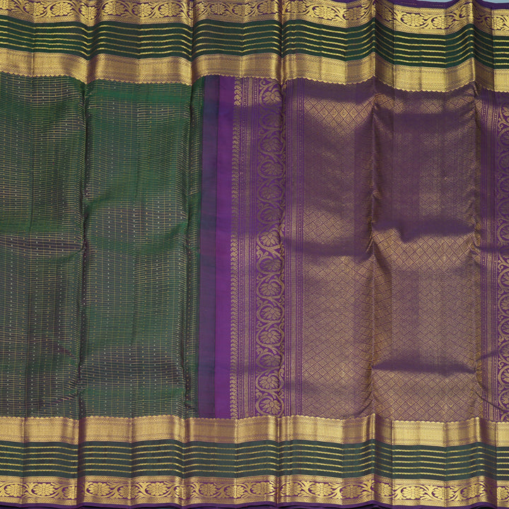 Hayagrivas Handloom Dual Tone (Peacock Green &amp; Purple) Kanjivaram Silk Saree KBF1013I13-1