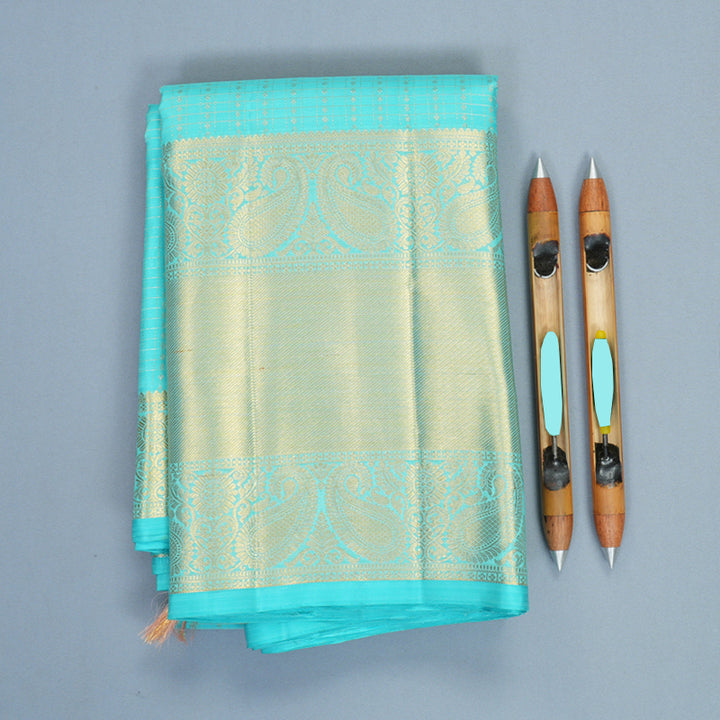 Hayagrivas Handloom Sky Blue Kanjivaram Silk Saree KBF1013I14-1