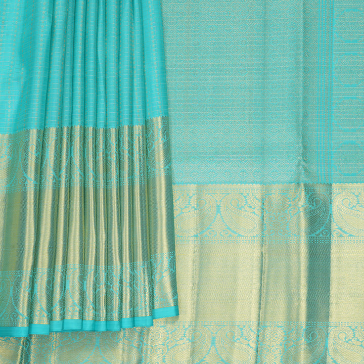 Hayagrivas Handloom Sky Blue Kanjivaram Silk Saree KBF1013I14-1