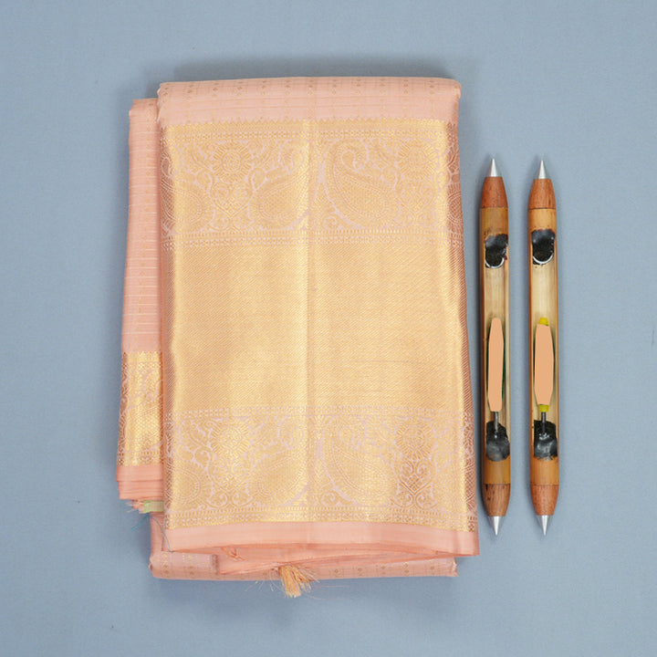 Hayagrivas Handloom Mild Peach Orange Kanjivaram Silk Saree KBF1013I14-2