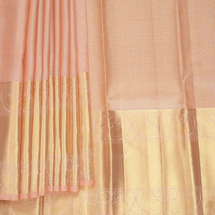 Hayagrivas Handloom Mild Peach Orange Kanjivaram Silk Saree KBF1013I14-2