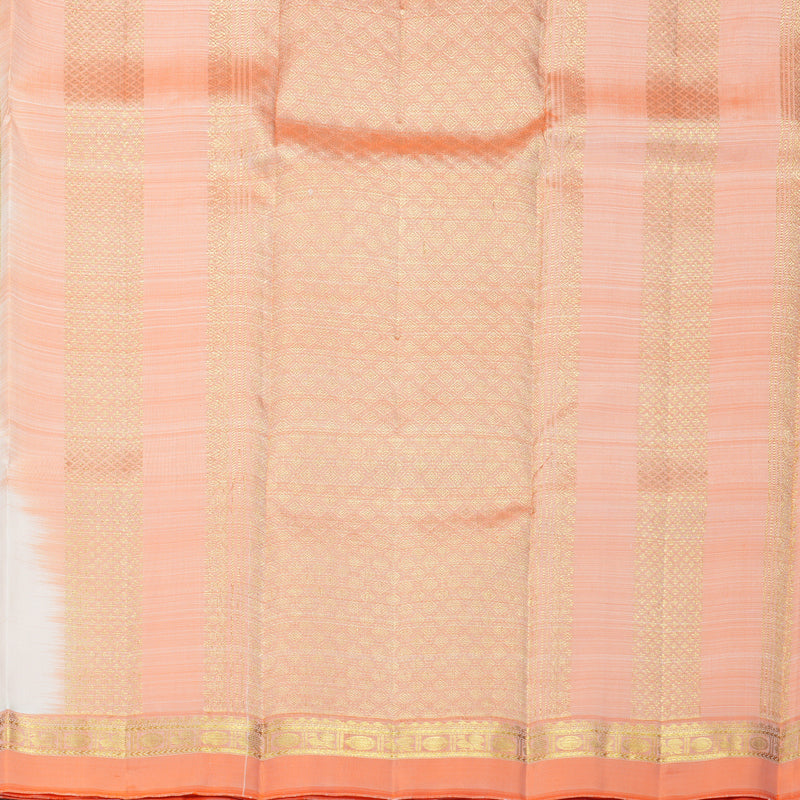 Hayagrivas Handloom Half-White Kanjivaram Silk Saree with Ganga Jamuna Border KBF1013I2-1