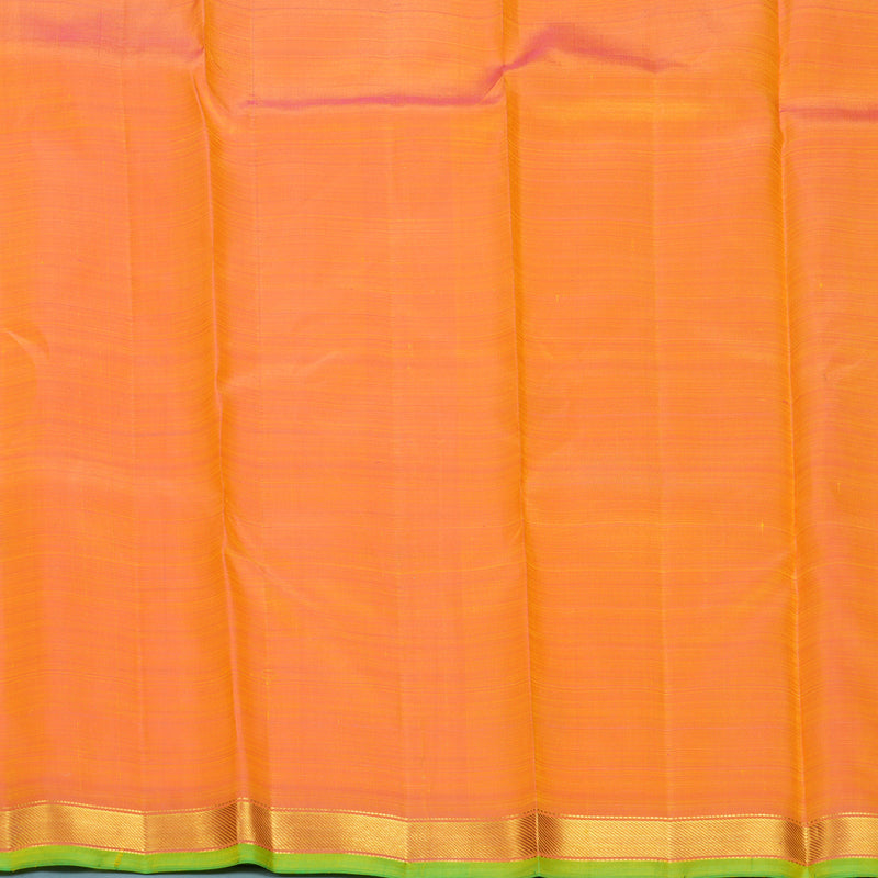 Hayagrivas Handloom Mango Yellow Kanjivaram Silk Saree with Mild Orangish-Pink Border KBF1013I2-3