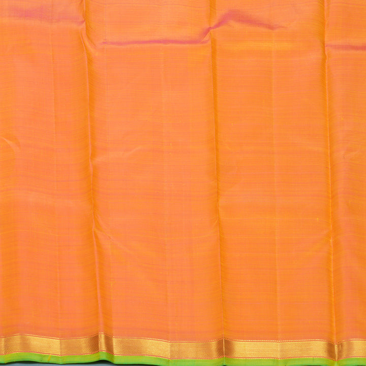 Hayagrivas Handloom Mango Yellow Kanjivaram Silk Saree with Mild Orangish-Pink Border KBF1013I2-3