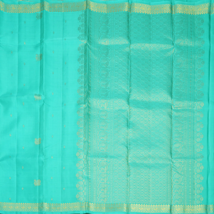 Hayagrivas Handloom Sea Blue Kanjivaram Silk Saree KBF1013I4-1