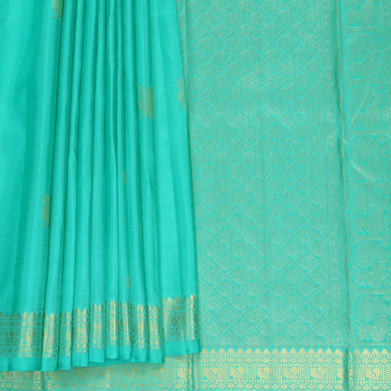 Hayagrivas Handloom Sea Blue Kanjivaram Silk Saree KBF1013I4-1