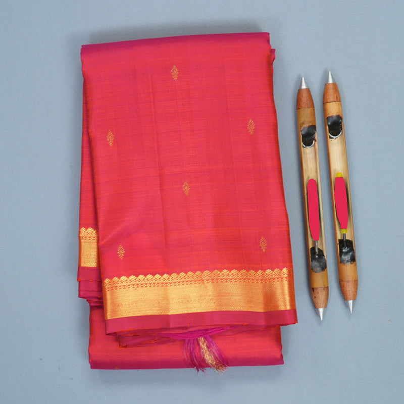 Hayagrivas Handloom Orangish-Pink Kanjivaram Silk Saree KBF1013I4-2