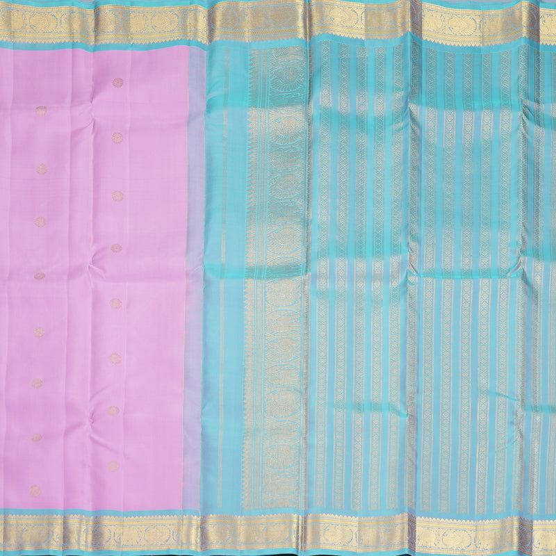 Hayagrivas Handloom Lavender Kanjivaram Silk Saree with Sky Blue Border KBF1013I6-1