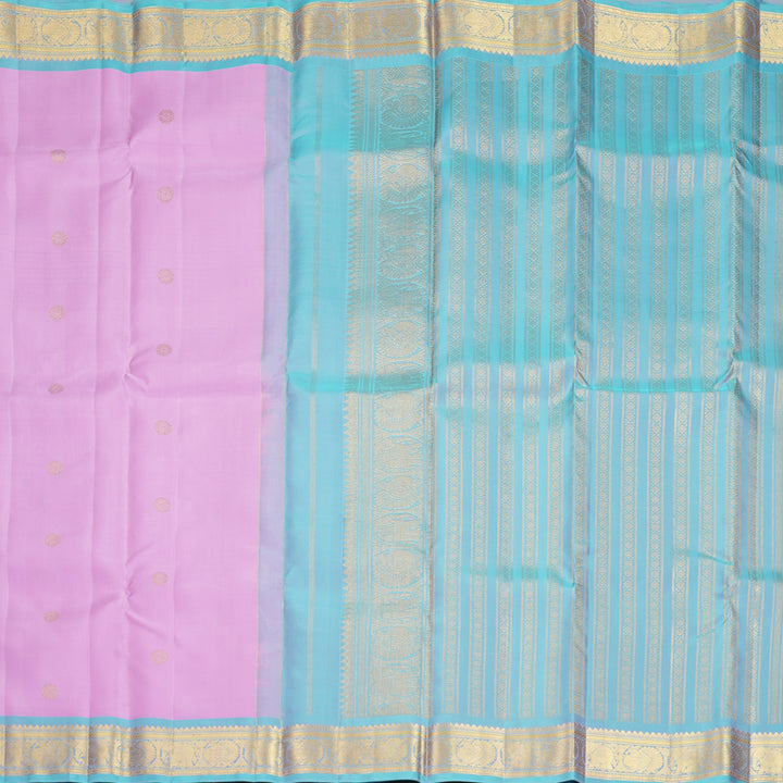 Hayagrivas Handloom Lavender Kanjivaram Silk Saree with Sky Blue Border KBF1013I6-1