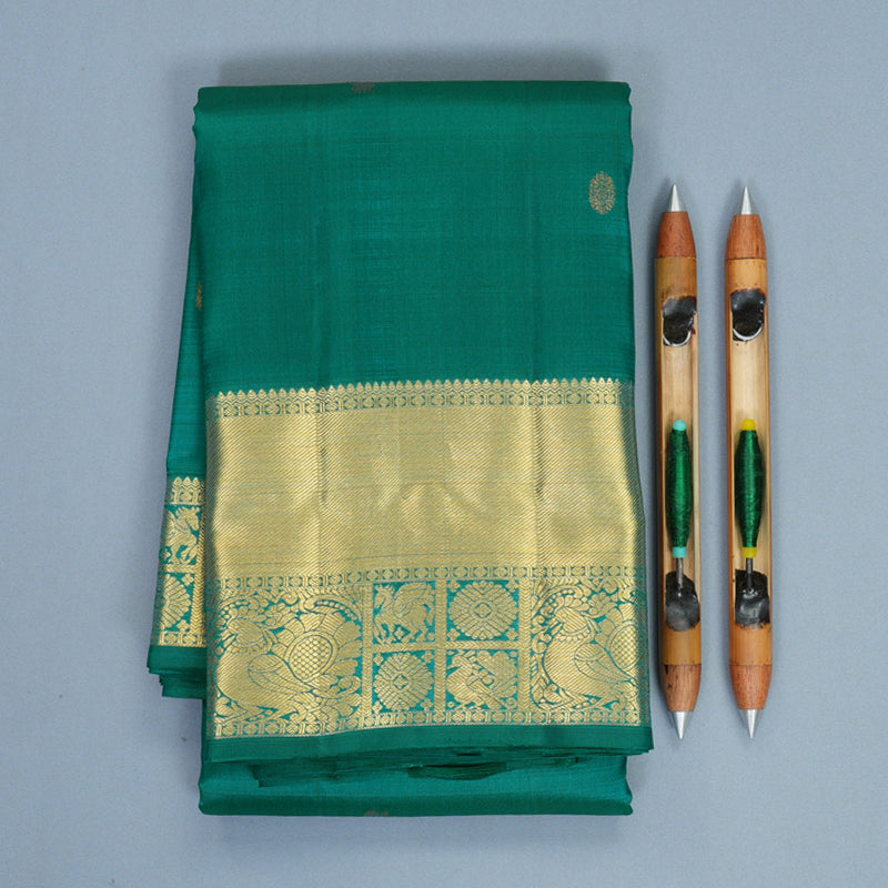 Hayagrivas Handloom Rama Green Kanjivaram Silk Saree KBF1013I7-1