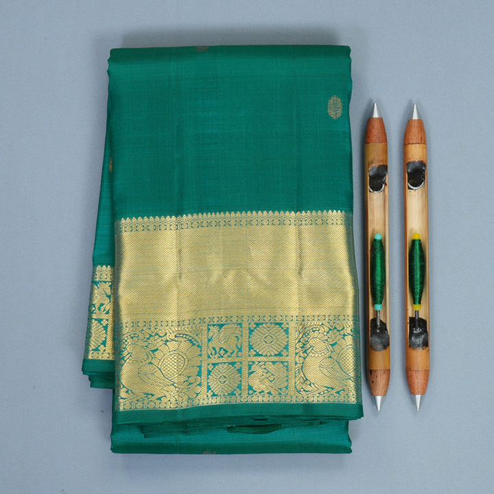 Hayagrivas Handloom Rama Green Kanjivaram Silk Saree KBF1013I7-1