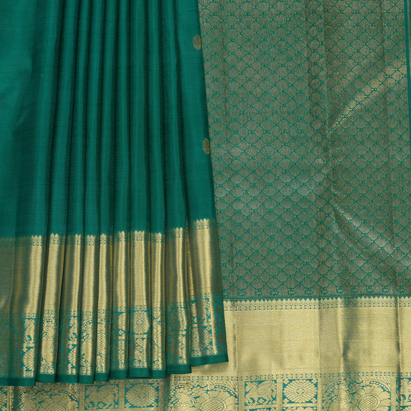 Hayagrivas Handloom Rama Green Kanjivaram Silk Saree KBF1013I7-1