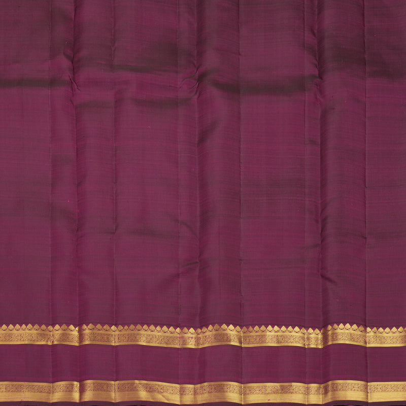 Hayagrivas Handloom Orangish-Pink Kanjivaram Silk Saree with Purple Border KBF1013I8-1