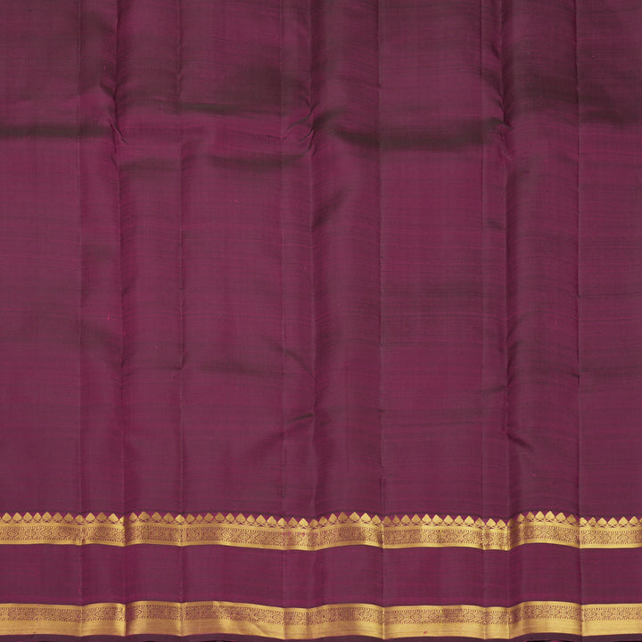Hayagrivas Handloom Orangish-Pink Kanjivaram Silk Saree with Purple Border KBF1013I8-1