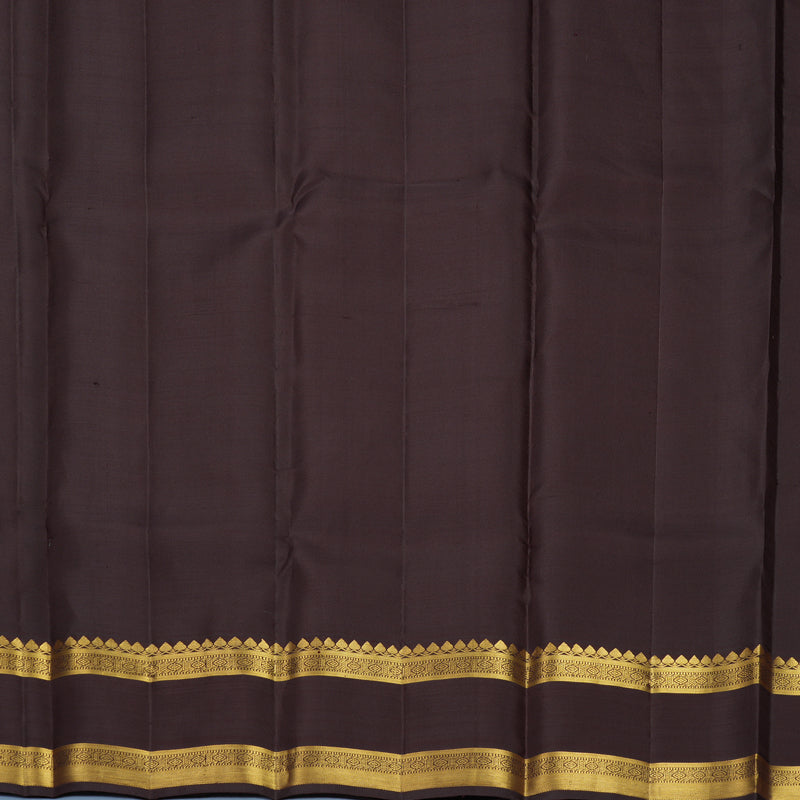 Hayagrivas Handloom Rust Orange Kanjivaram Silk Saree with Brown Border KBF1013I8-2