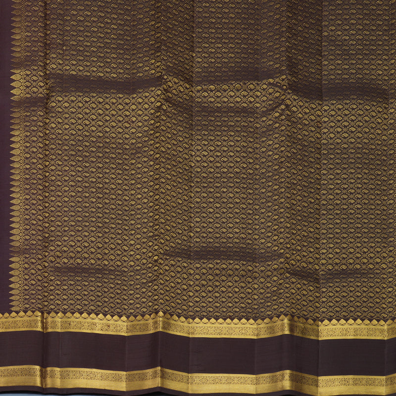 Hayagrivas Handloom Rust Orange Kanjivaram Silk Saree with Brown Border KBF1013I8-2