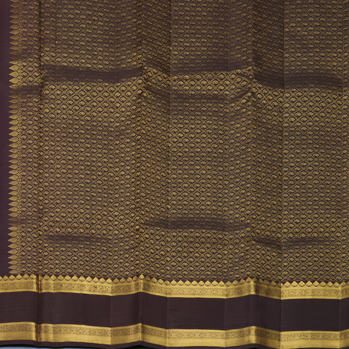 Hayagrivas Handloom Rust Orange Kanjivaram Silk Saree with Brown Border KBF1013I8-2