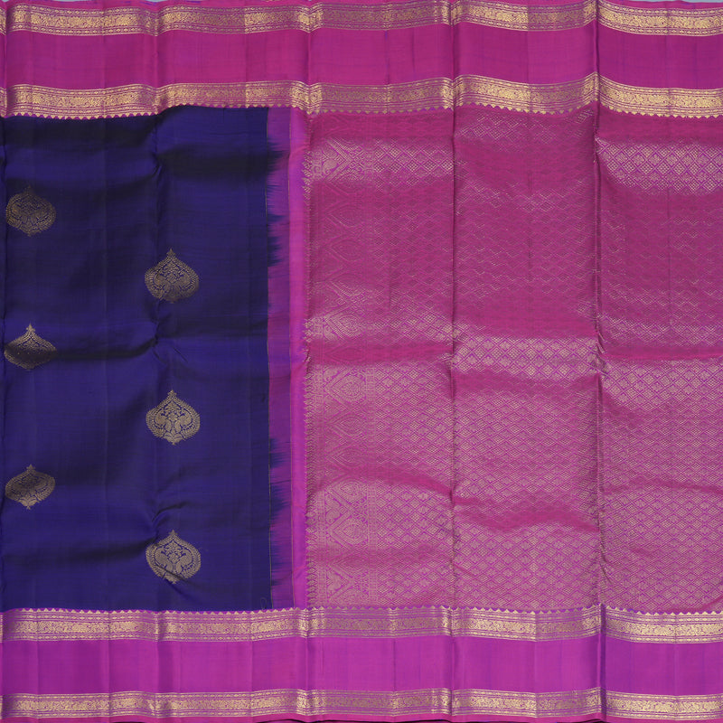 Hayagrivas Handloom Royal Blue Kanjivaram Silk Saree with Purple Border KBF1013I8-3