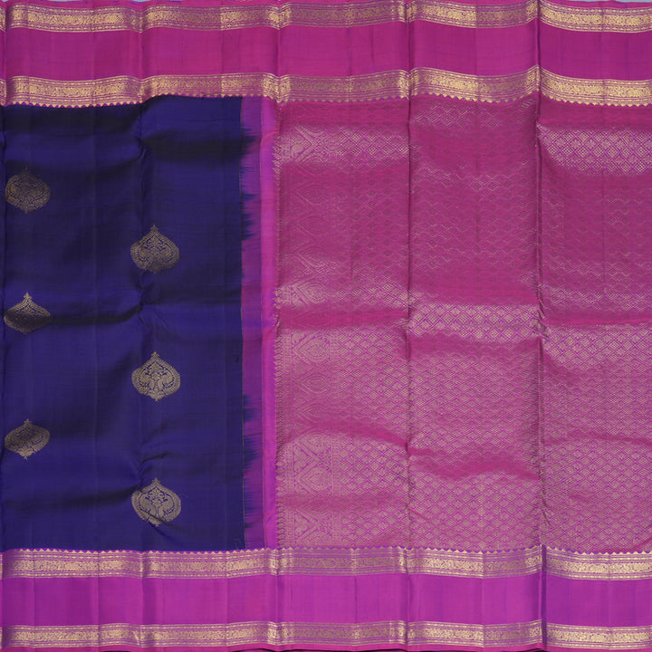 Hayagrivas Handloom Royal Blue Kanjivaram Silk Saree with Purple Border KBF1013I8-3