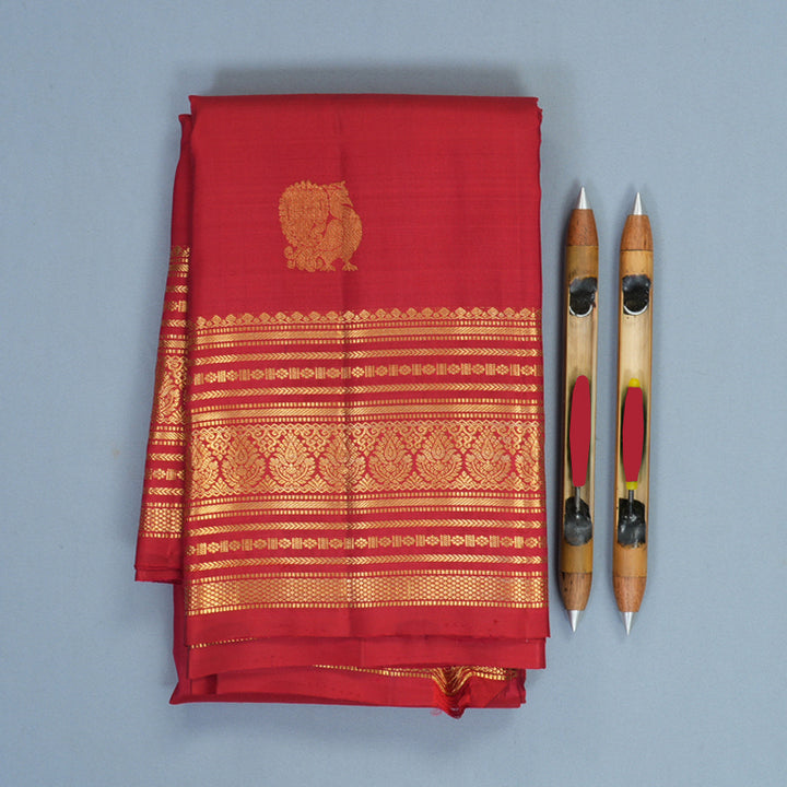 Hayagrivas Handloom Red Kanjivaram Silk Saree KBF1013I9-2