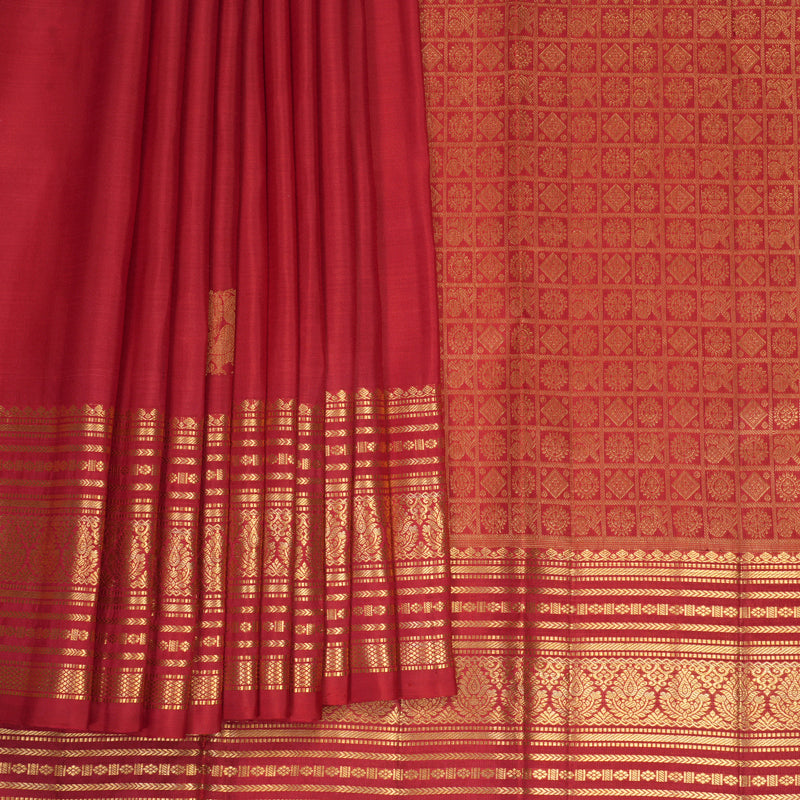 Hayagrivas Handloom Red Kanjivaram Silk Saree KBF1013I9-2