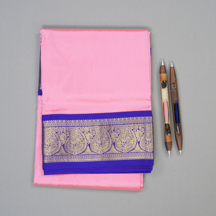 Hayagrivas Handloom Rose Pink Ten Yards Silk Saree KBF102D2-12