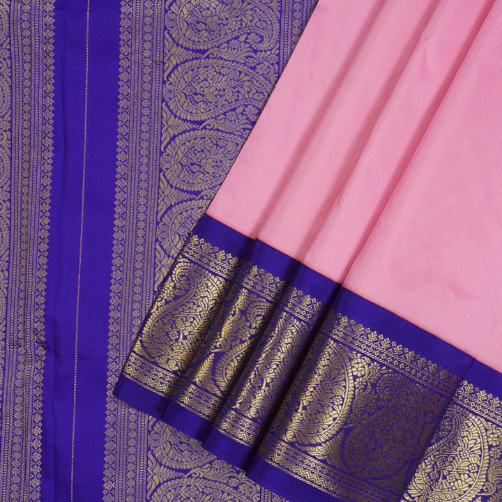 Hayagrivas Handloom Rose Pink Ten Yards Silk Saree KBF102D2-12