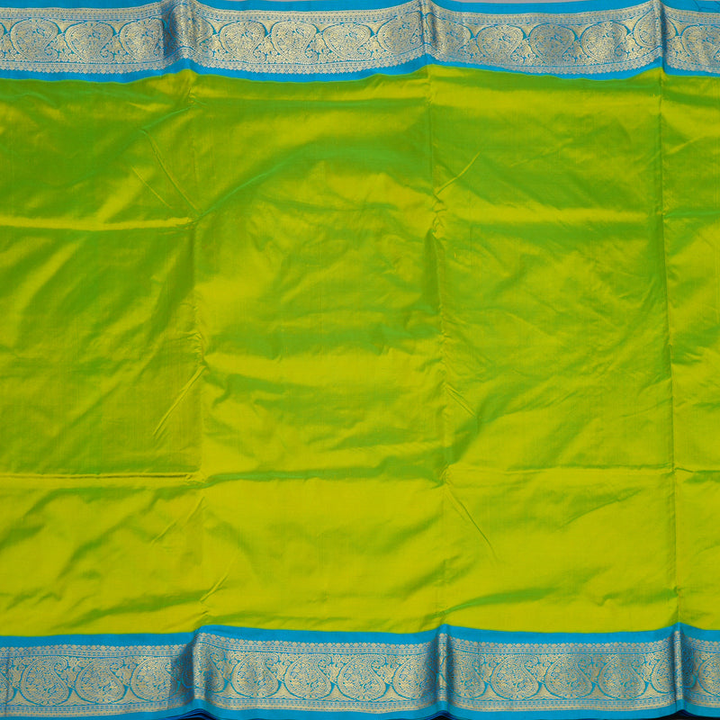 Hayagrivas Handloom Fluorescent Green Ten Yards Silk Saree KBF102D2-18