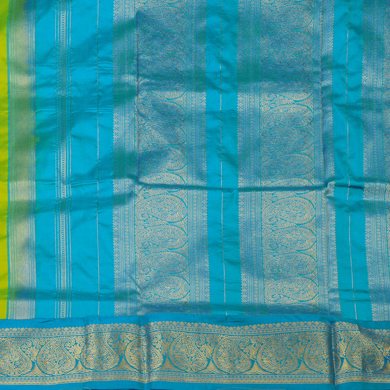 Hayagrivas Handloom Fluorescent Green Ten Yards Silk Saree KBF102D2-18