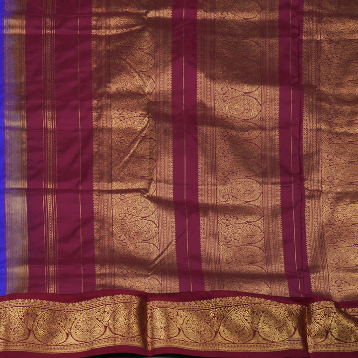 Hayagrivas Handloom MS Blue Ten Yards Silk Saree KBF102D2-4