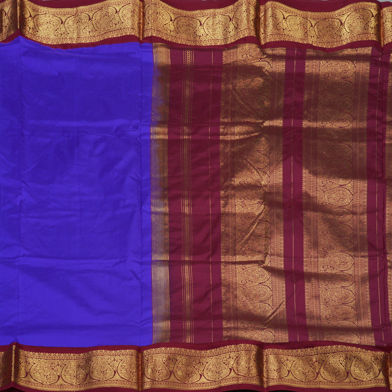 Hayagrivas Handloom MS Blue Ten Yards Silk Saree KBF102D2-4