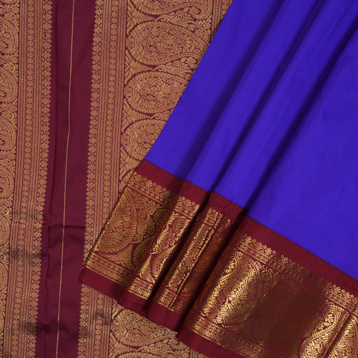 Hayagrivas Handloom MS Blue Ten Yards Silk Saree KBF102D2-4