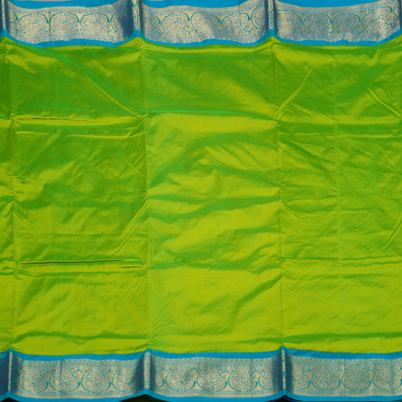 Hayagrivas Handloom Fluorescent Green Ten Yards Silk Saree KBF102D2-7
