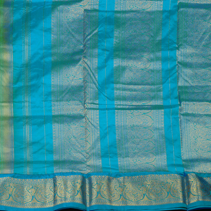 Hayagrivas Handloom Fluorescent Green Ten Yards Silk Saree KBF102D2-7