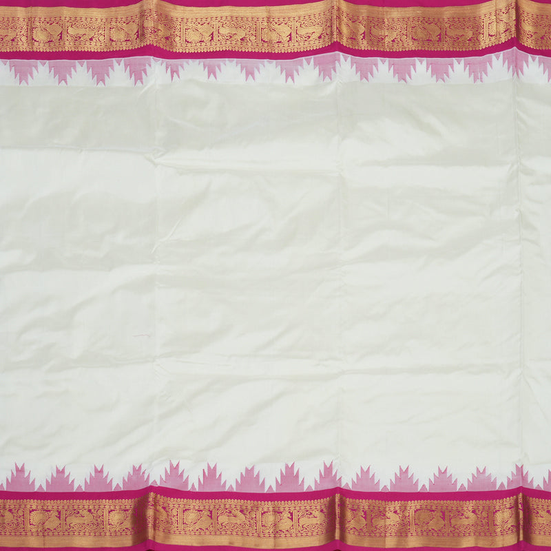 Hayagrivas Handloom Half-White Ten Yards Silk Saree KBF102D4-13