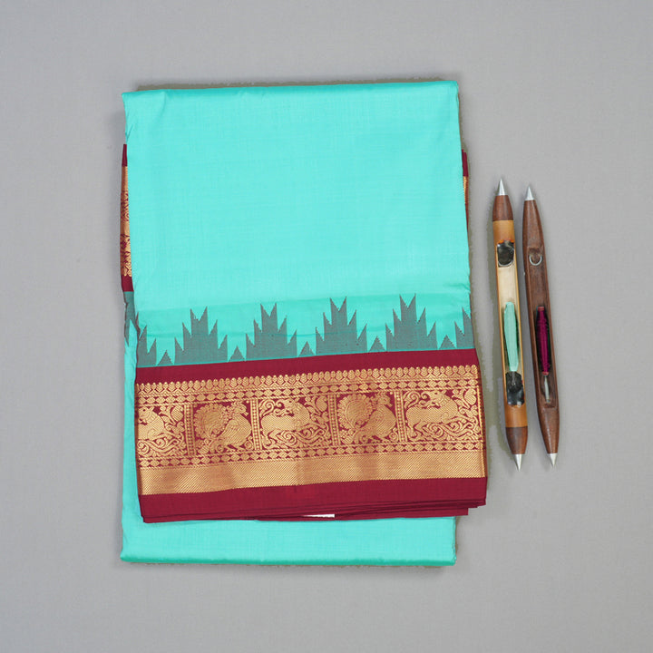 Hayagrivas Handloom Pastel Blue Ten Yards Silk Saree KBF102D4-16