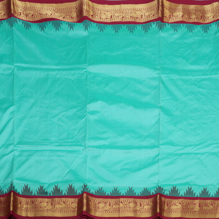 Hayagrivas Handloom Pastel Blue Ten Yards Silk Saree KBF102D4-16