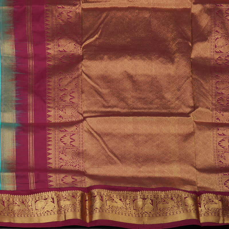 Hayagrivas Handloom Pastel Blue Ten Yards Silk Saree KBF102D4-16