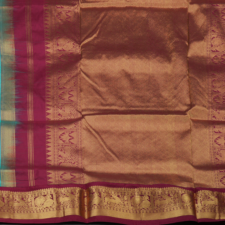 Hayagrivas Handloom Pastel Blue Ten Yards Silk Saree KBF102D4-16
