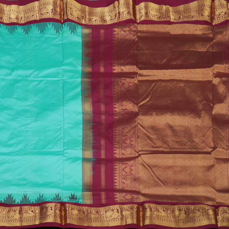 Hayagrivas Handloom Pastel Blue Ten Yards Silk Saree KBF102D4-16