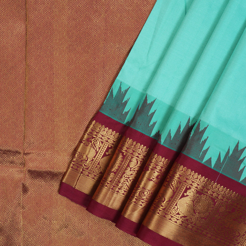 Hayagrivas Handloom Pastel Blue Ten Yards Silk Saree KBF102D4-16