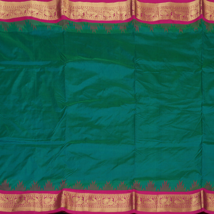 Hayagrivas Handloom Peacock Green Ten Yards Silk Saree KBF102D4-17