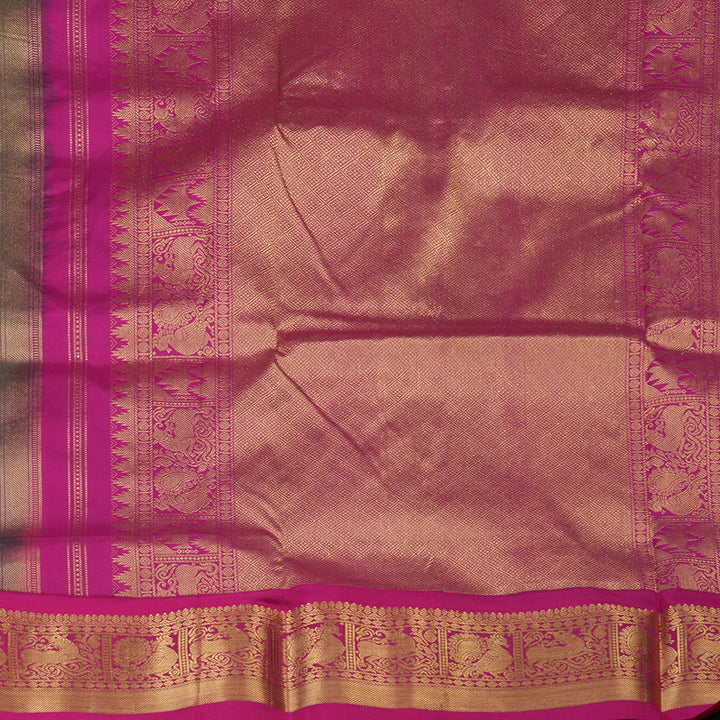 Hayagrivas Handloom Peacock Green Ten Yards Silk Saree KBF102D4-17