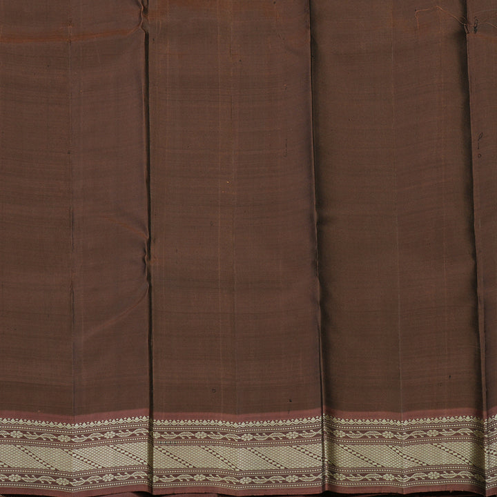 Hayagrivas Handloom Grey Kanjivaram Silk Saree with Rust Border KBF104D3-2