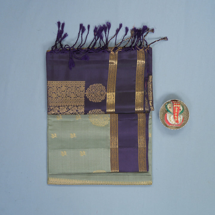 Hayagrivas Cement Grey Handloom Soft Silk Saree KBF1076I1-3
