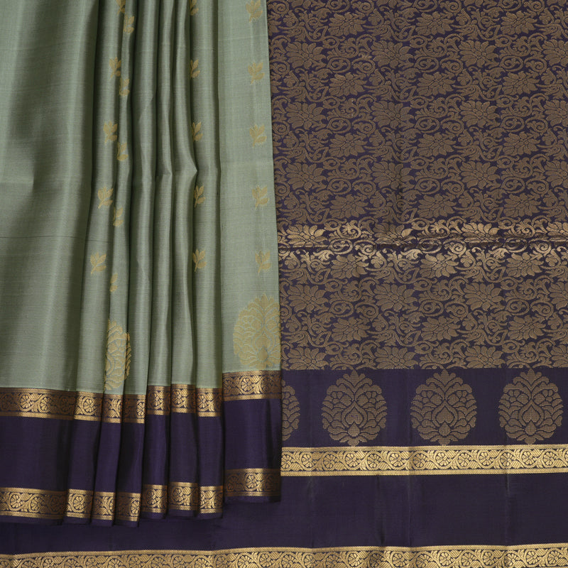 Hayagrivas Cement Grey Handloom Soft Silk Saree KBF1076I1-3